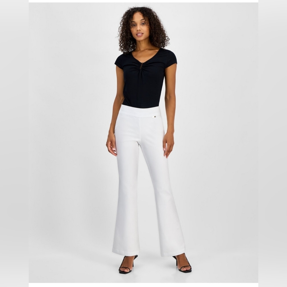 INC WOMEN'S WHITE PULL ON FLARE LEG PANTS NWT